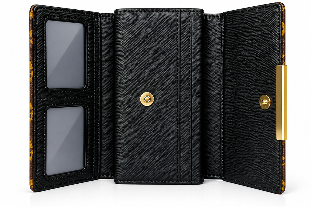 Monogram Style Women’s Long Clutch Wallet - Dark Brown