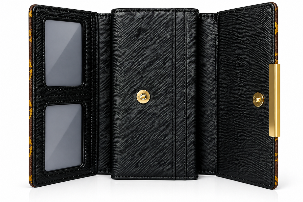 Monogram Style Women’s Long Clutch Wallet - Dark Brown