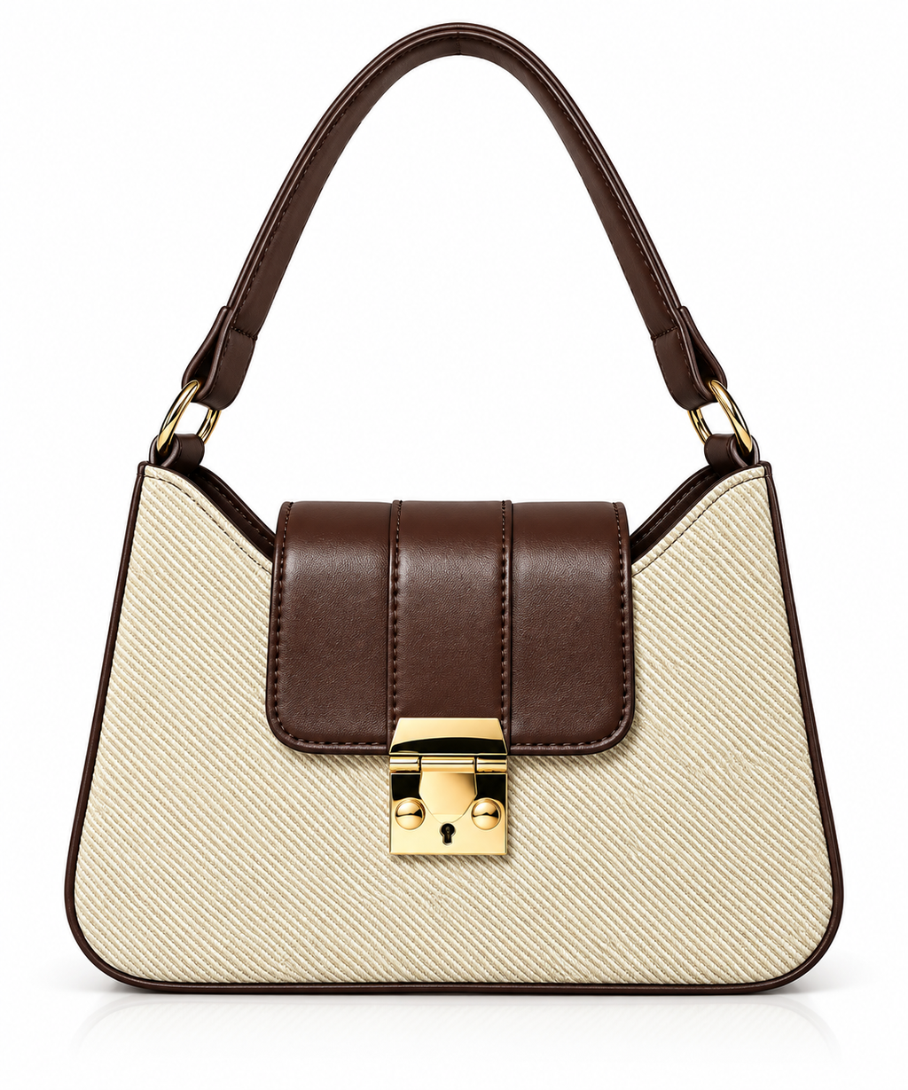 Luxury Lock-Closure Underarm Handbag