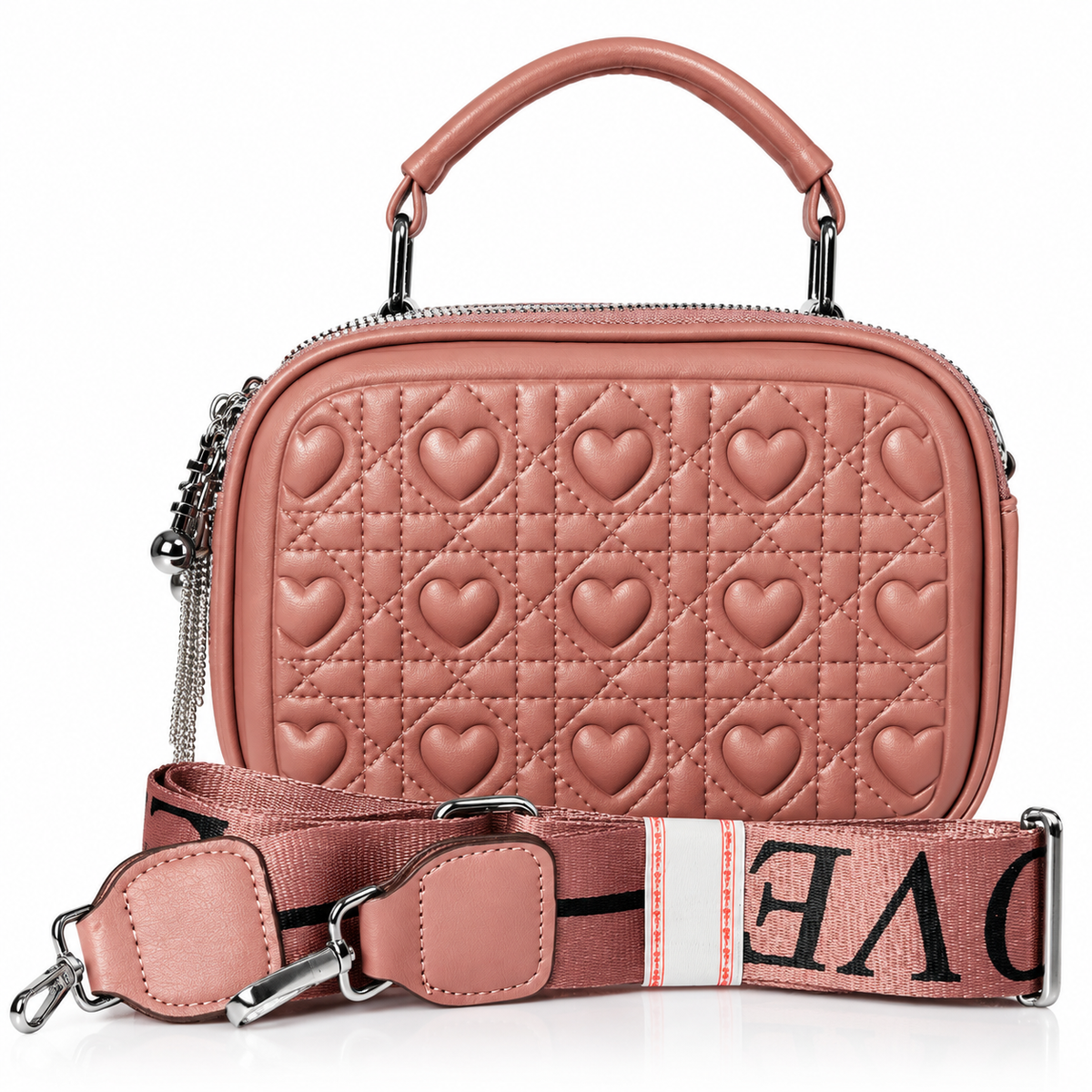 Trendy Double-Zip Cosmetic and Shoulder Bag