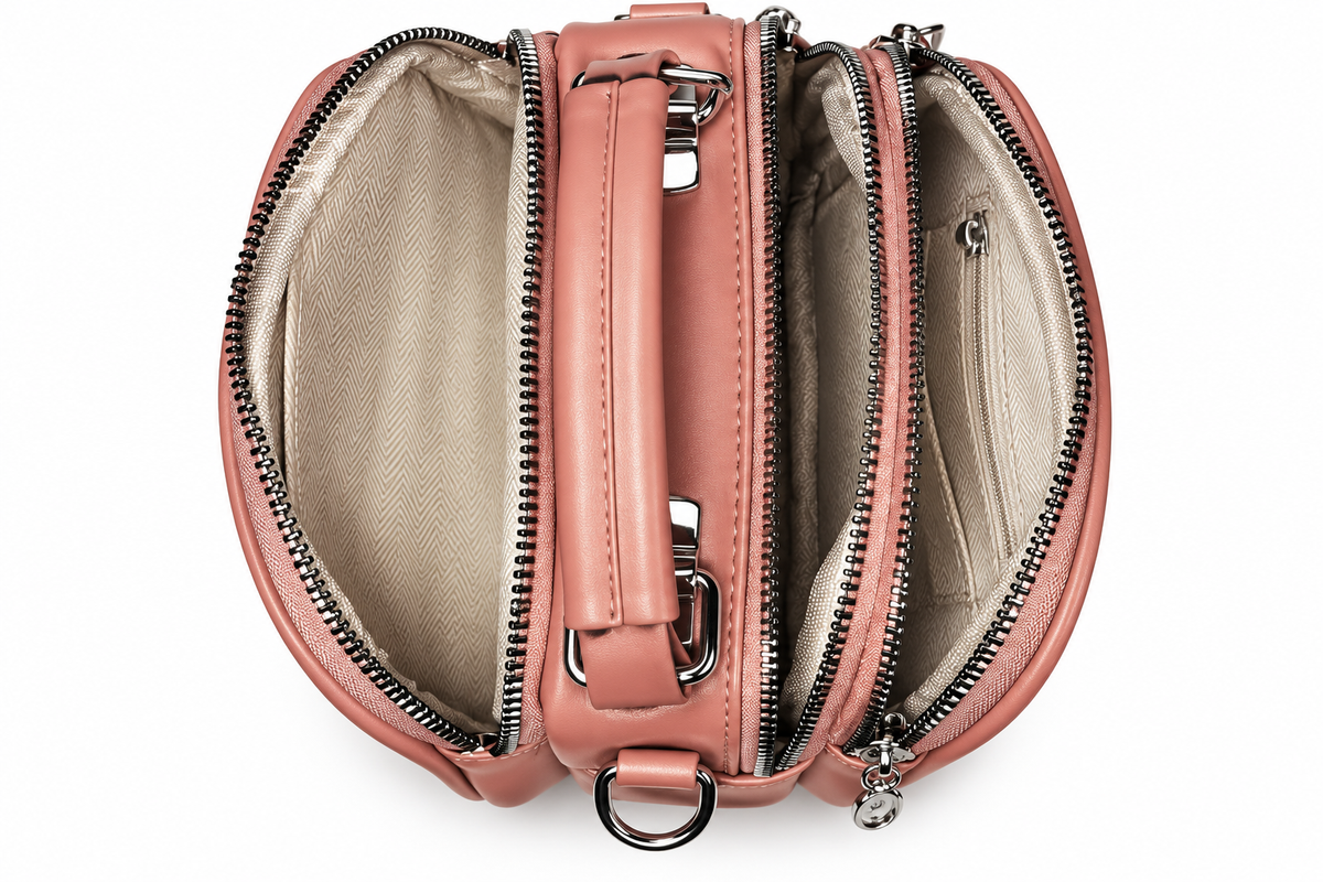 Trendy Double-Zip Cosmetic and Shoulder Bag