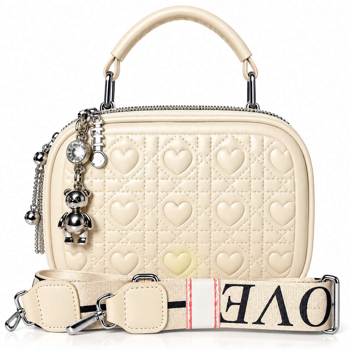 Trendy Double-Zip Cosmetic and Shoulder Bag
