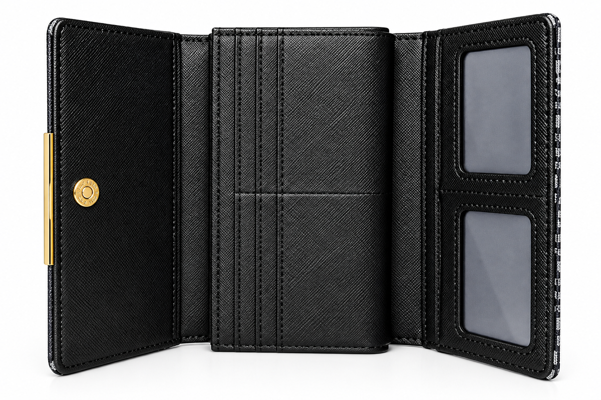 MK Style Women’s Long Clutch Wallet - Black & Grey
