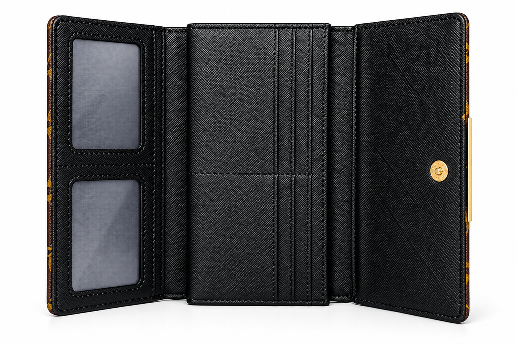 Monogram Style Women’s Long Clutch Wallet - Dark Brown