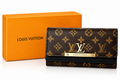 Monogram Style Women’s Long Clutch Wallet - Dark Brown