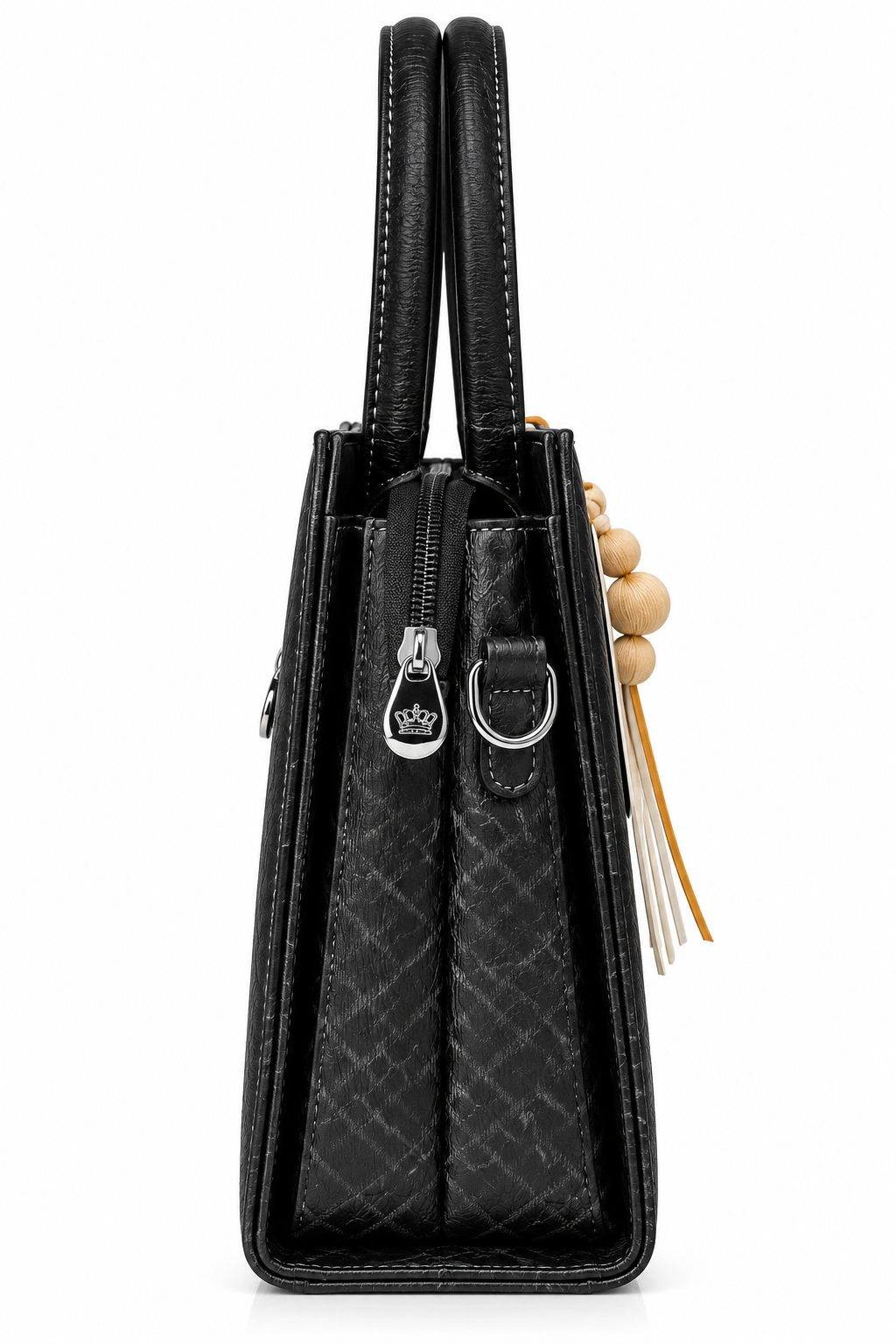 Women’s Elegant Structured Handbag with Flower Charm