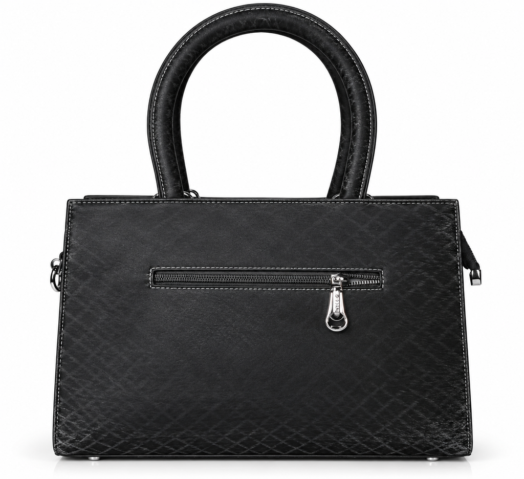 Women’s Elegant Structured Handbag with Flower Charm