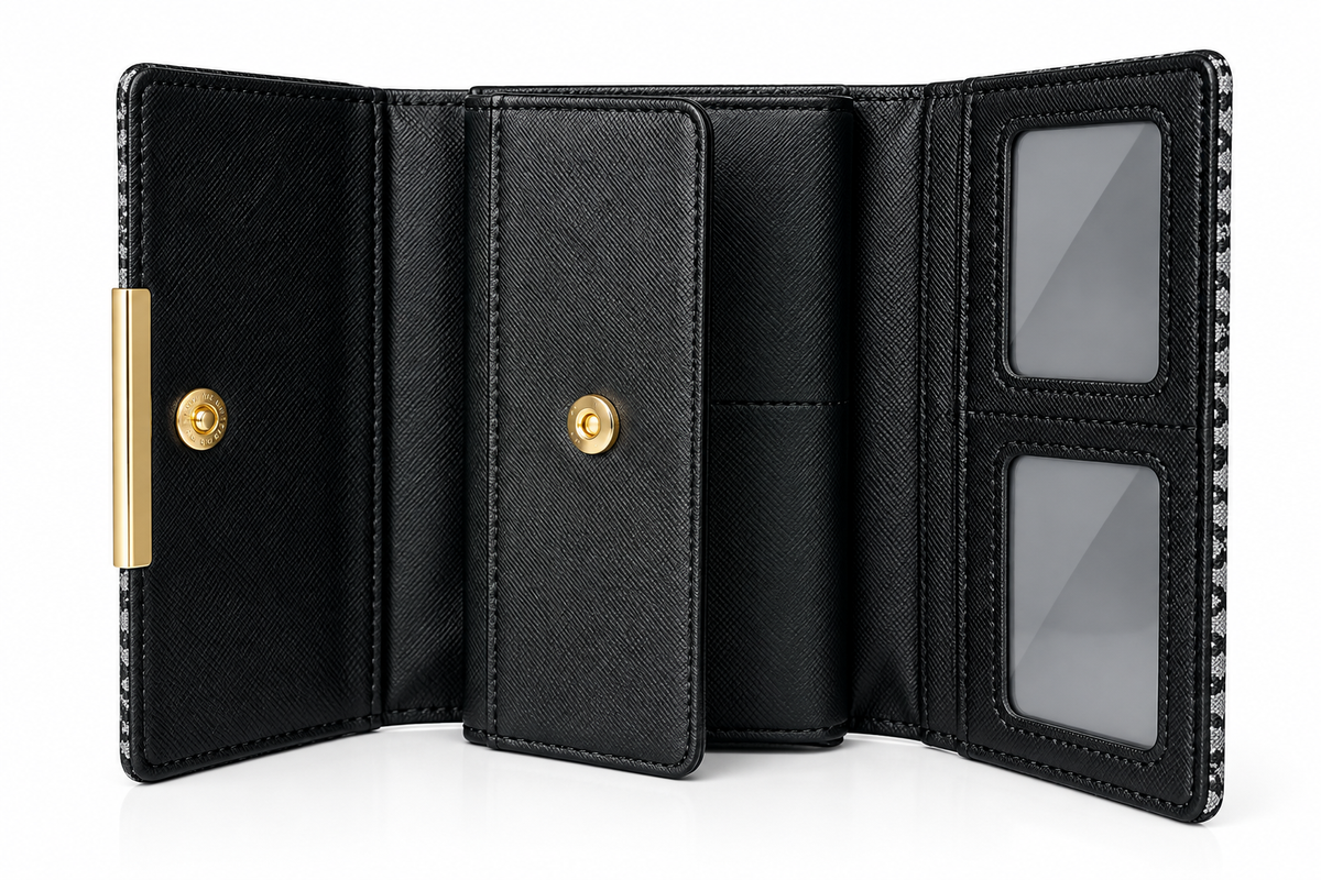 MK Style Women’s Long Clutch Wallet - Black & Grey