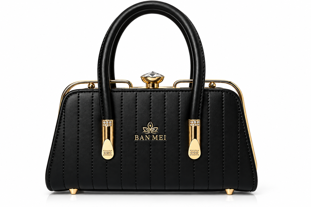 BAN MEI Quilted Frame Top-Handle Handbag