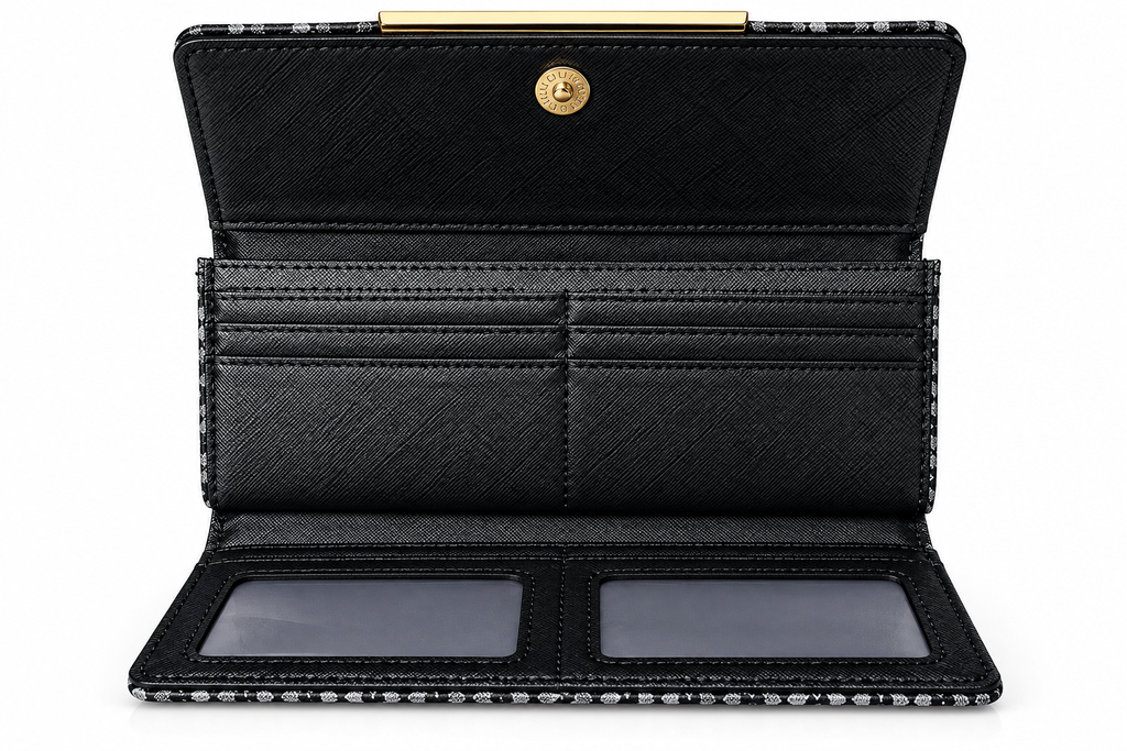 MK Style Women’s Long Clutch Wallet - Black & Grey