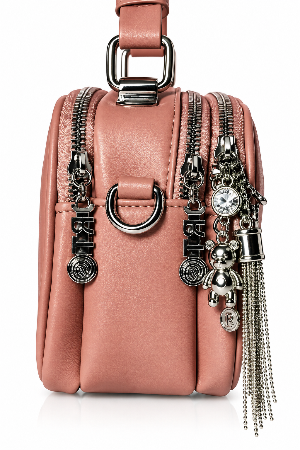 Trendy Double-Zip Cosmetic and Shoulder Bag