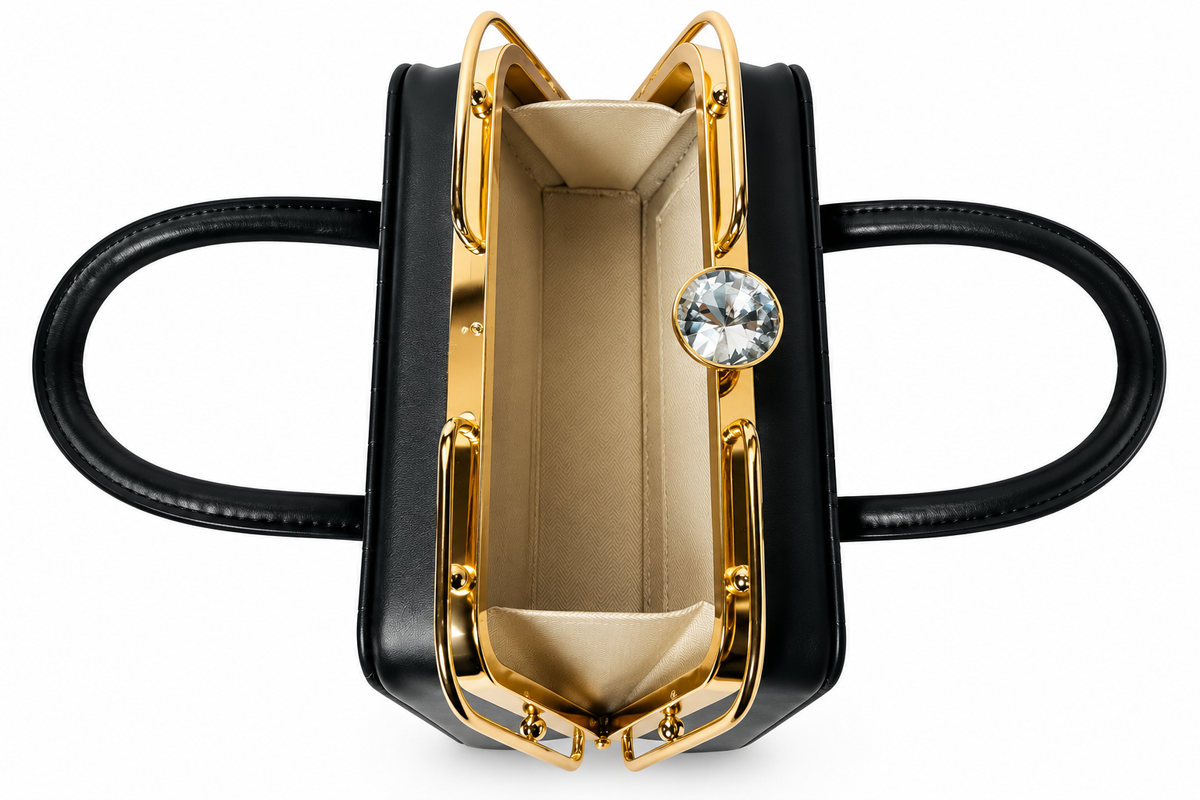 BAN MEI Quilted Frame Top-Handle Handbag