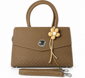 Women’s Elegant Structured Handbag with Flower Charm