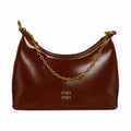 Sleek Crescent Chain Handbag - Maroon