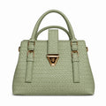 Woven-Texture Triangular Lock Handbag - Mint
