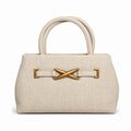 Elegant Crossover Buckle Structured Handbag - Ivory