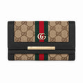 Gucci Style Signature Web Stripe Long Wallet - Black