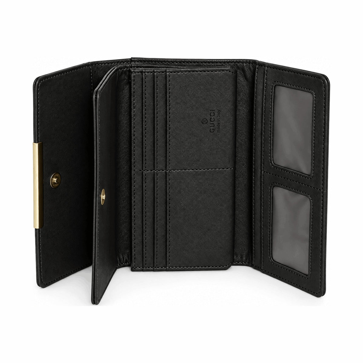 Gucci Style Signature Web Stripe Long Wallet - Black