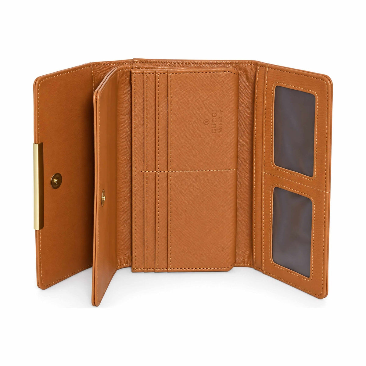 Gucci Style Signature Web Stripe Long Wallet - Tan