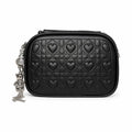 Trendy Double-Zip Cosmetic and Shoulder Bag - Black
