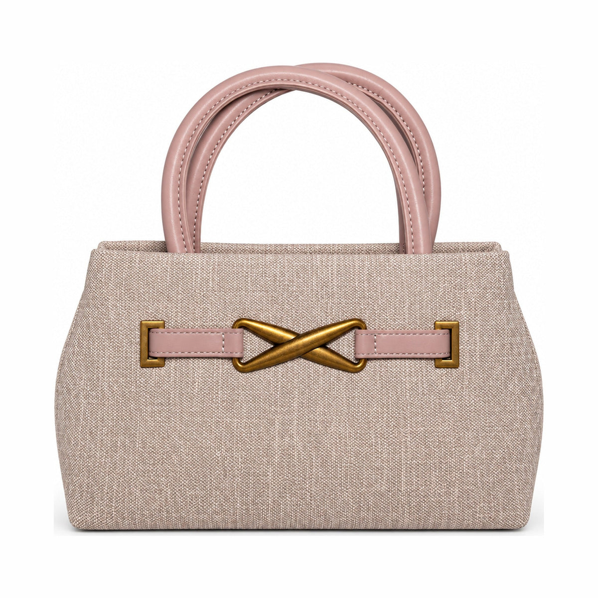 Elegant Crossover Buckle Structured Handbag - Pink