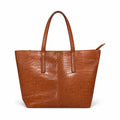 Crocodile Texture Luxury Large Tote Bag - Tan