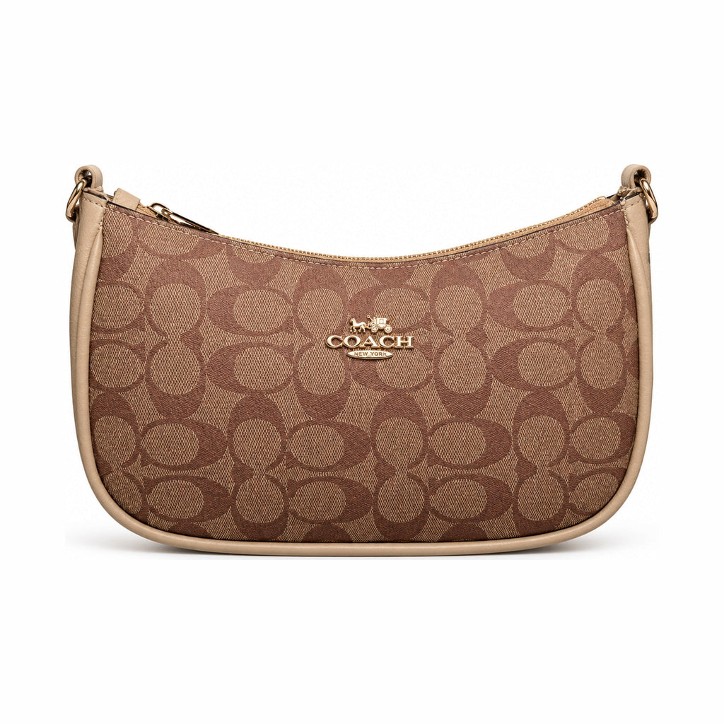 Coach Monogram Elegant Leather Handbag - Light Brown