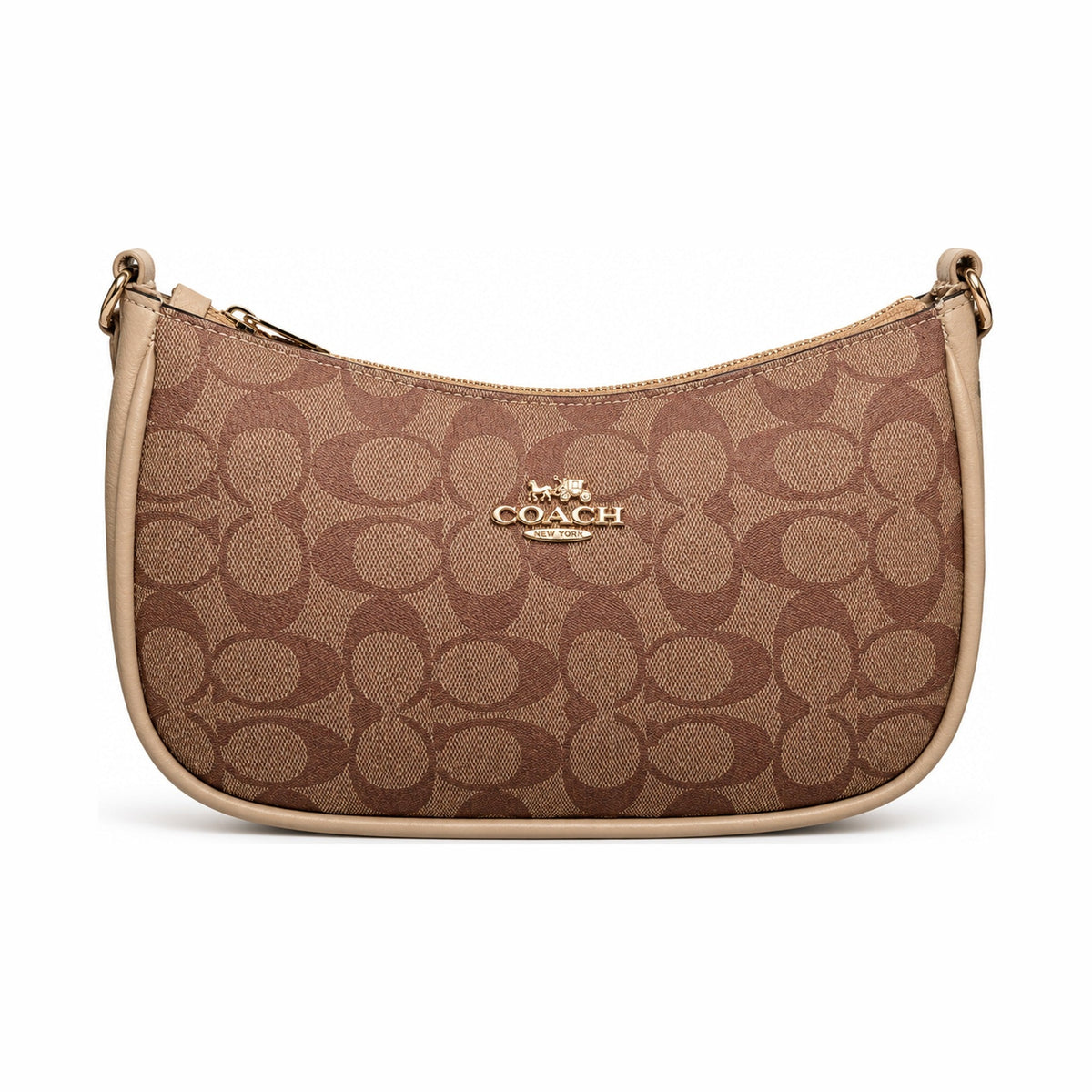 Coach Monogram Elegant Leather Handbag - Light Brown