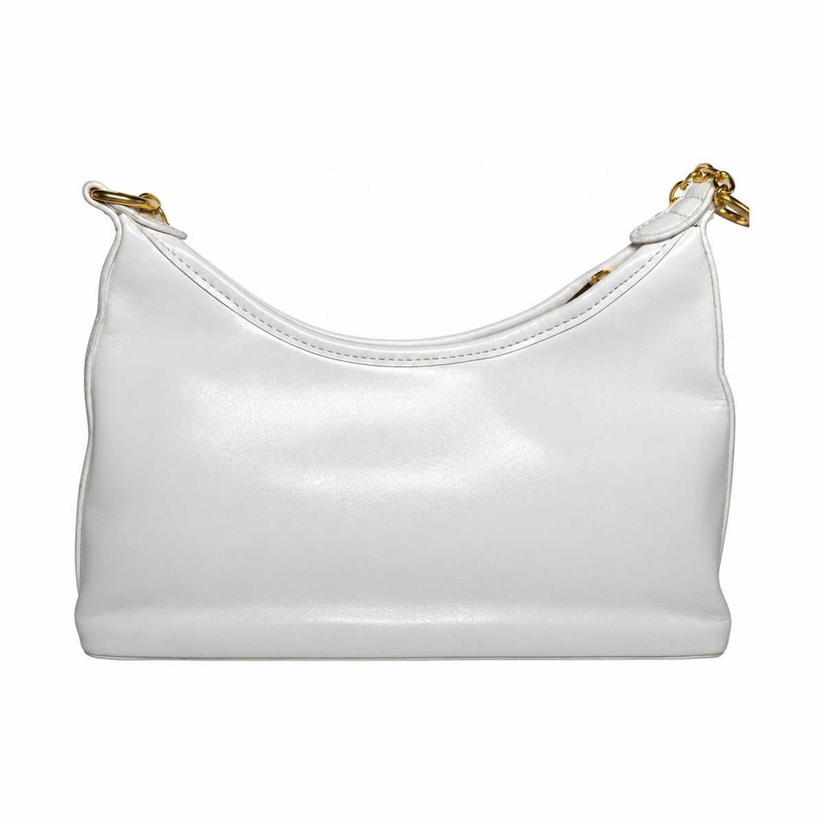 Sleek Crescent Chain Handbag - Ivory