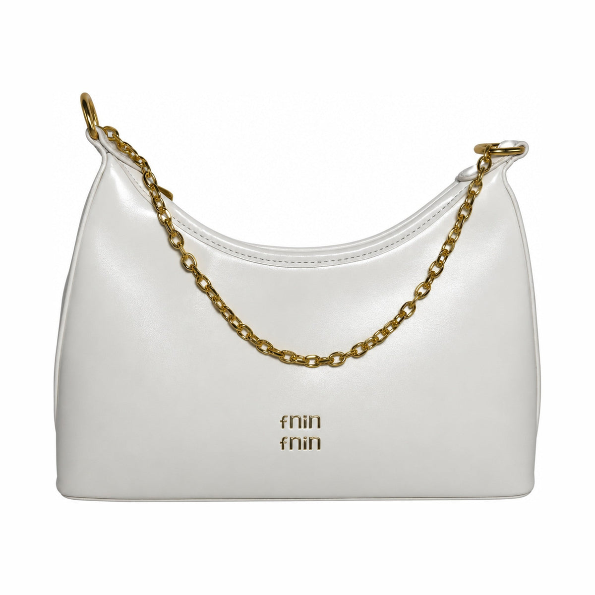 Sleek Crescent Chain Handbag - Ivory