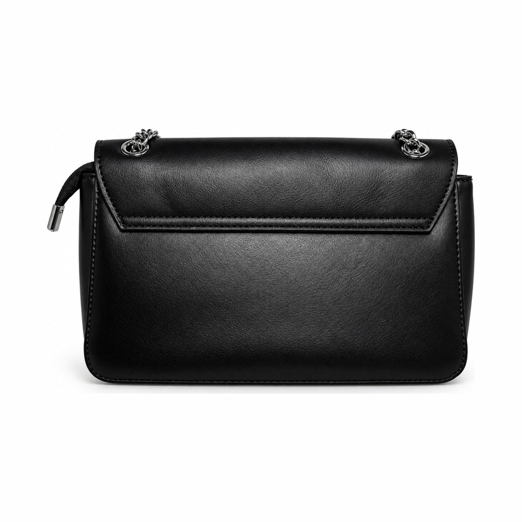 Longyoupin Metal Lock Flap Chain Bag - Black
