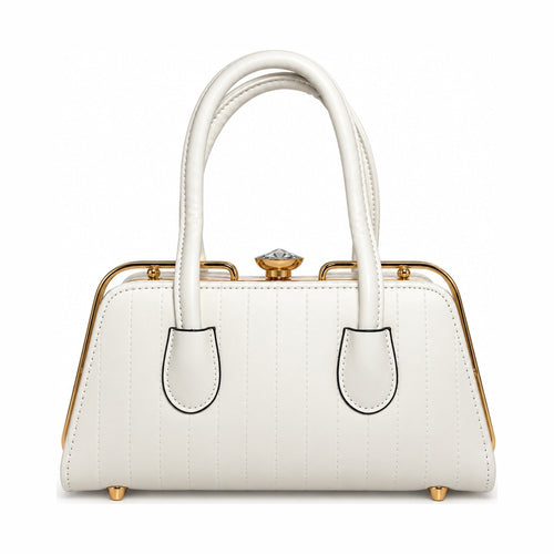 BAN MEI Quilted Frame Top-Handle Handbag - White