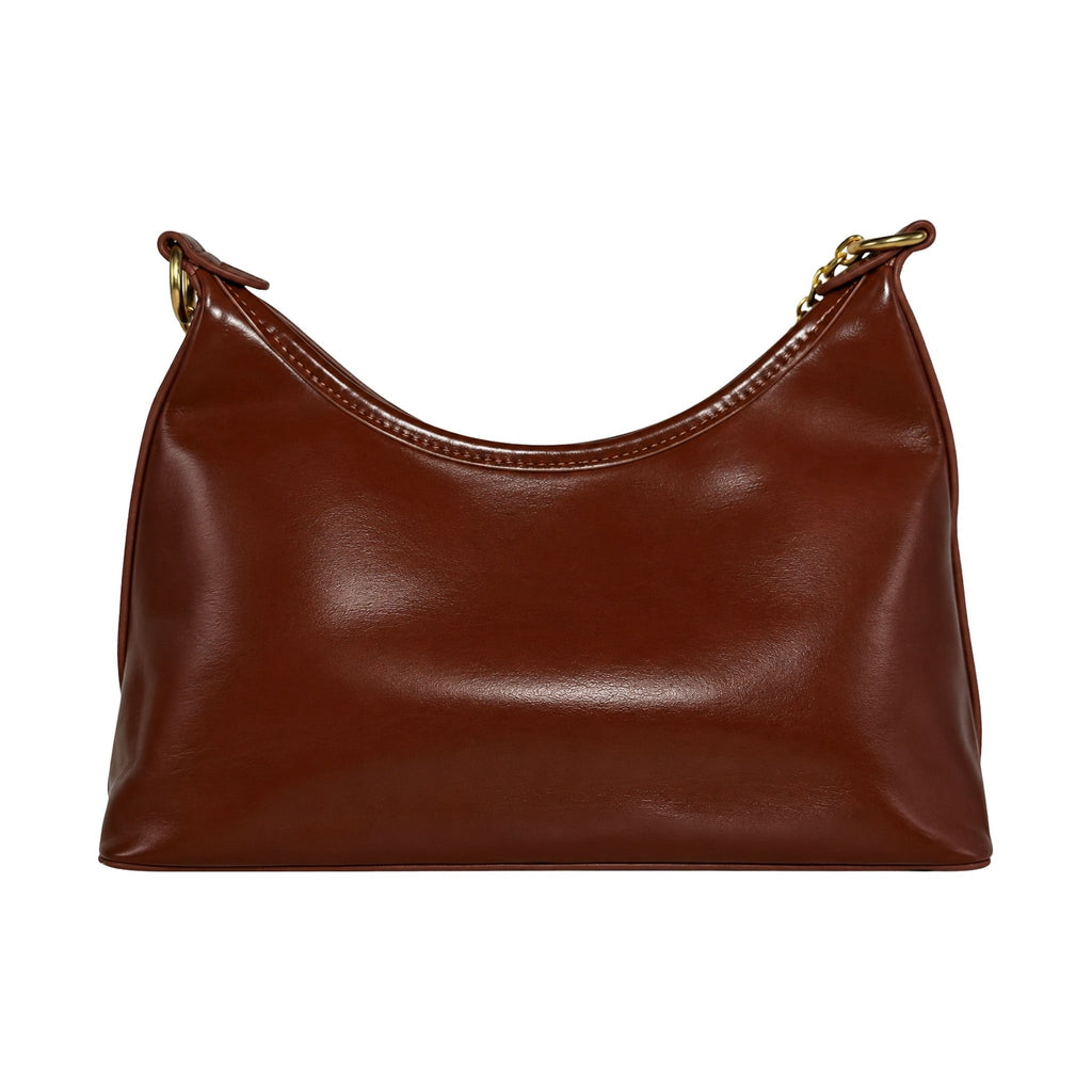 Sleek Crescent Chain Handbag - Maroon