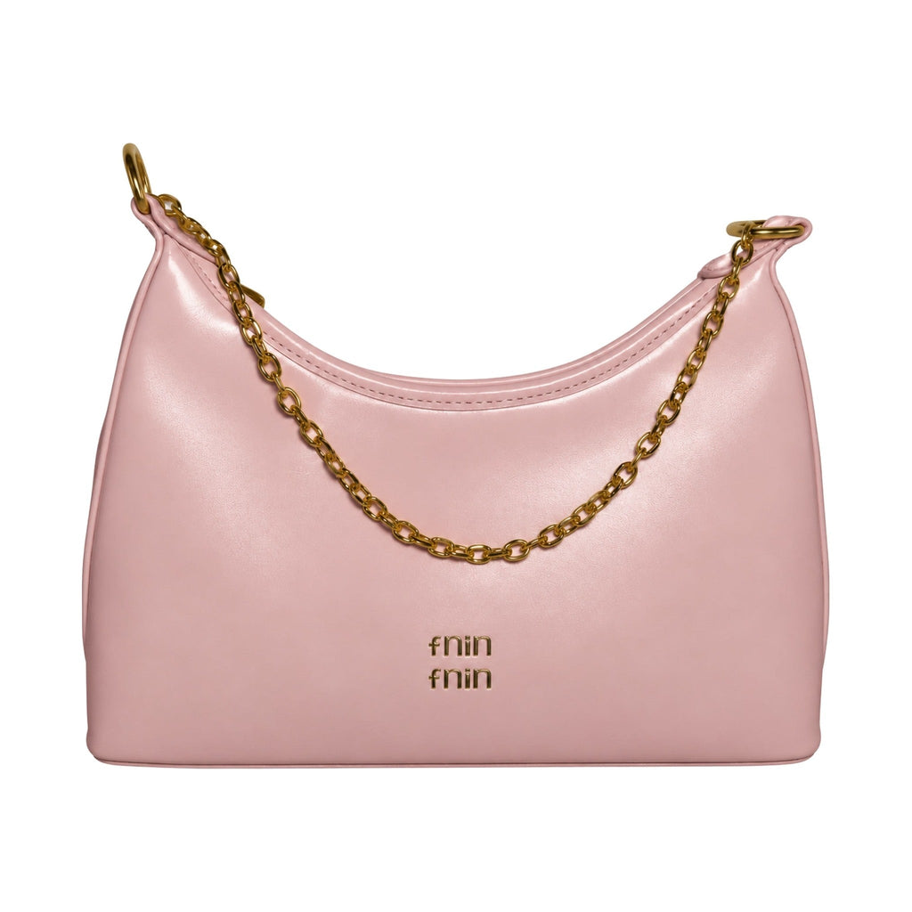Sleek Crescent Chain Handbag - Pink