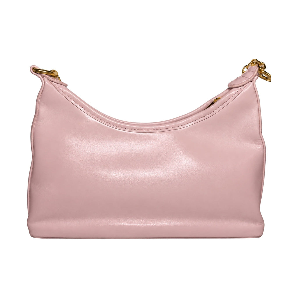 Sleek Crescent Chain Handbag - Pink