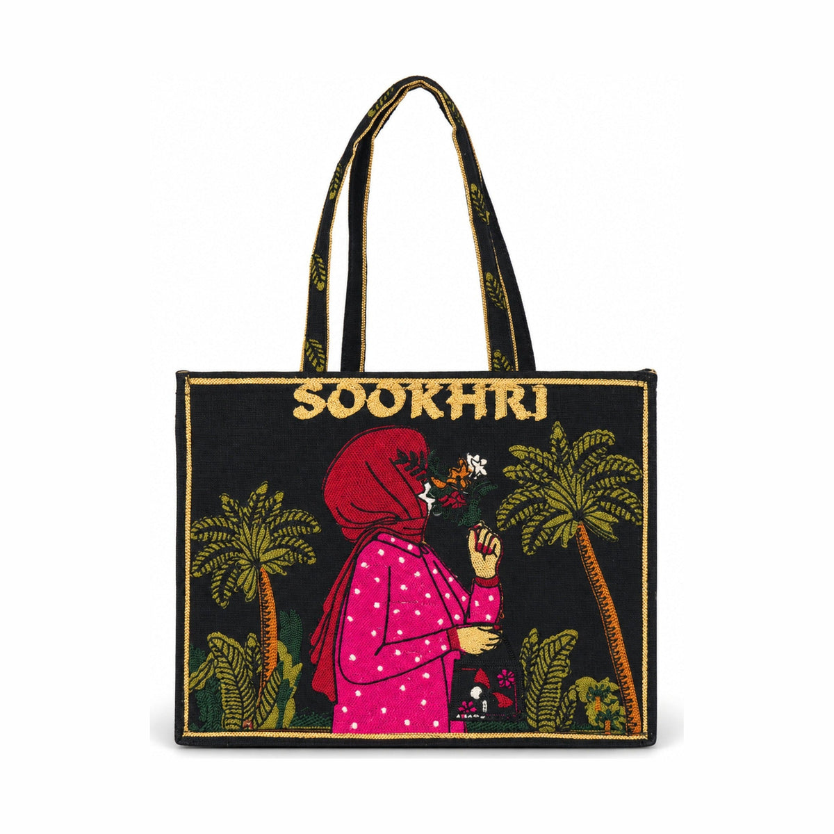 Sookhri Aesthetic Printed Tote Bag - Black