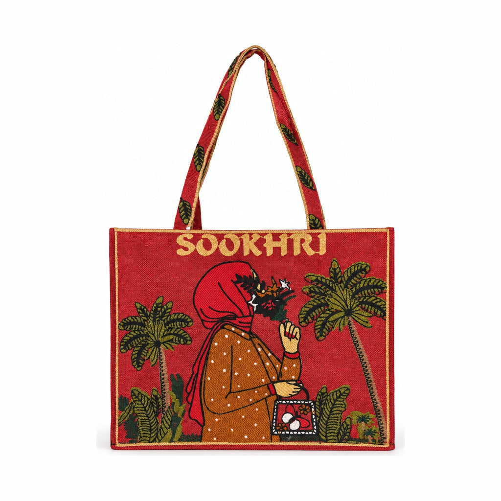 Sookhri Aesthetic Printed Tote Bag - Maroon