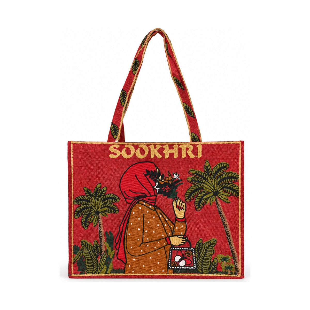 Sookhri Aesthetic Printed Tote Bag - Maroon