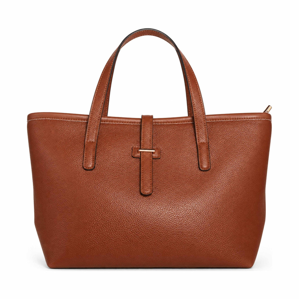 Cognac Brown Classic Tote Handbag